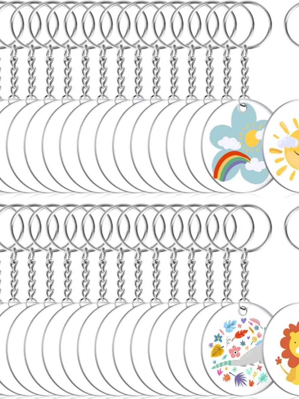 Acrylic Keychain Blanks - 108 Clear Keychain Pieces for Vinyl Kit Including Acry